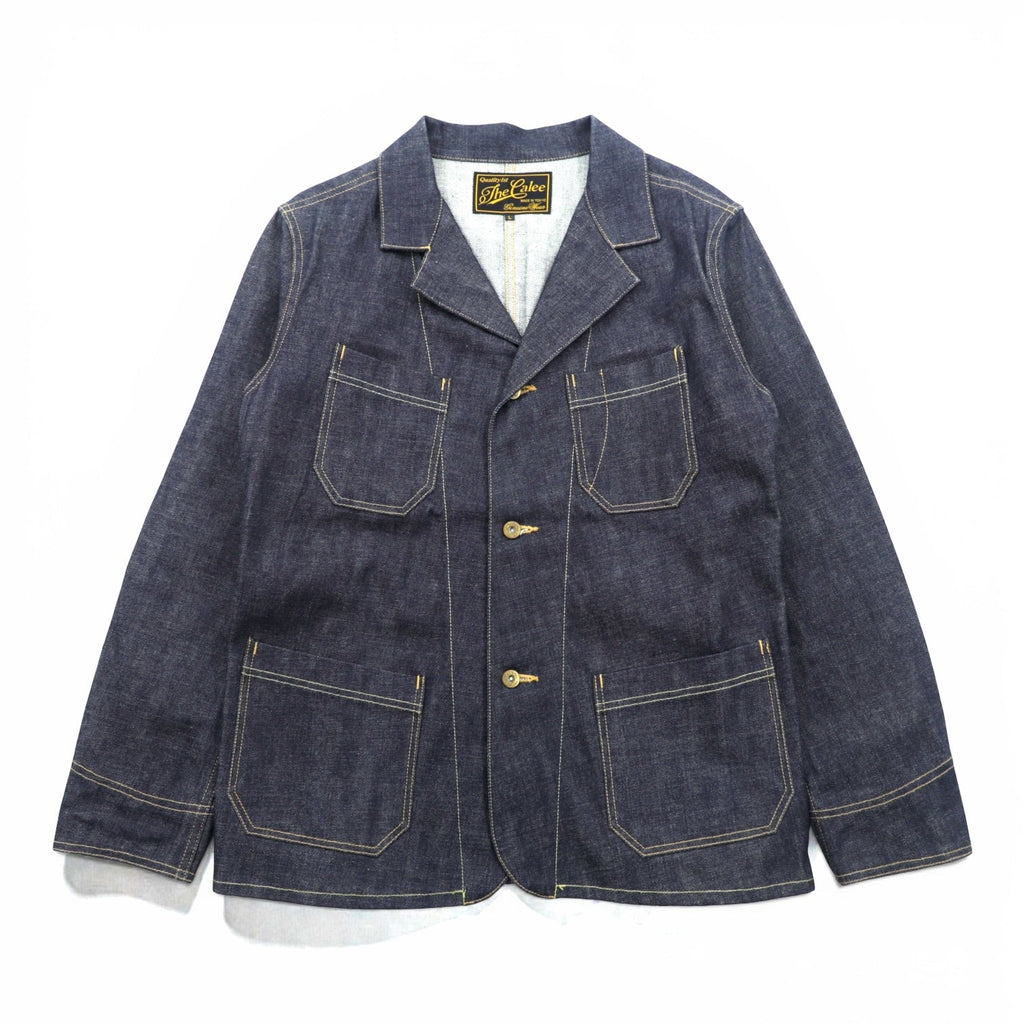 CALEE Made in Japan Rigid Denim Coverall L Blue Cotton Dark Navy