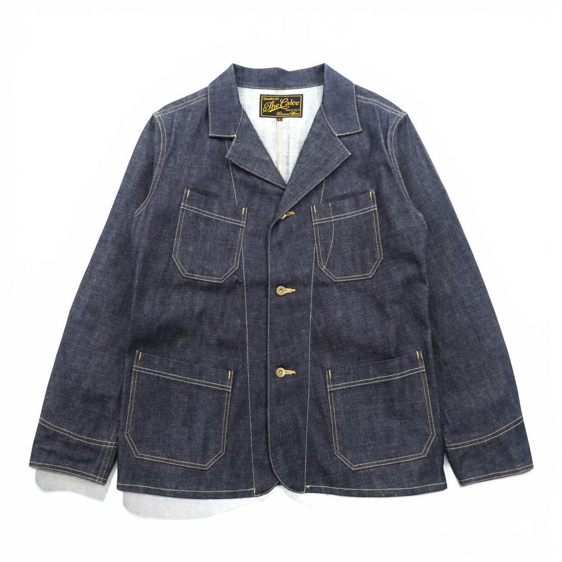 CALEE Made in Japan Rigid Denim Coverall L Blue Cotton Dark Navy