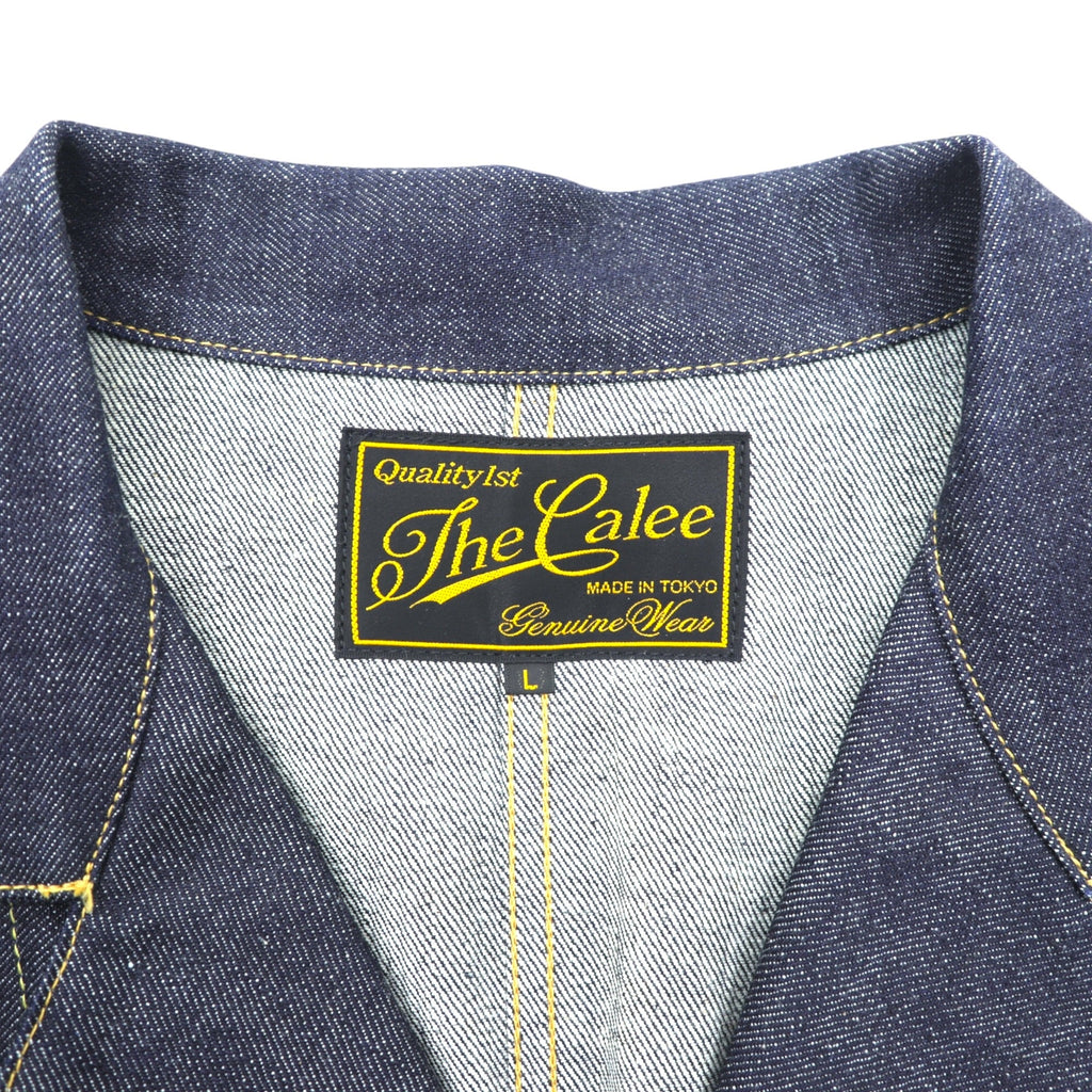 CALEE Made in Japan Rigid Denim Coverall L Blue Cotton Dark Navy