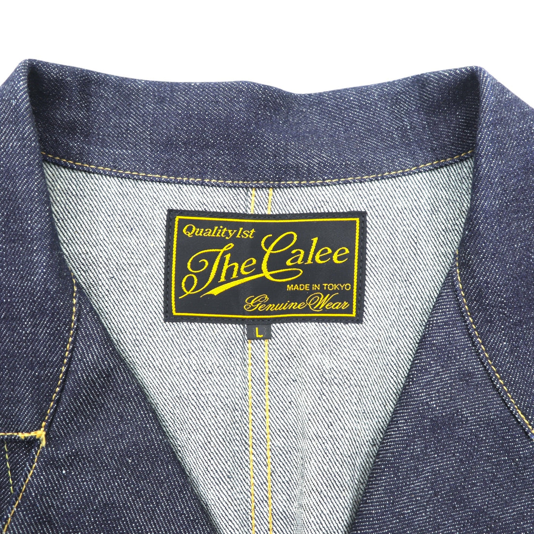 CALEE Made in Japan Rigid Denim Coverall L Blue Cotton Dark Navy