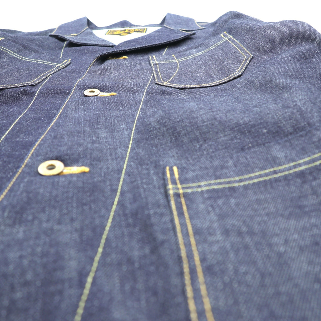 CALEE Made in Japan Rigid Denim Coverall L Blue Cotton Dark Navy