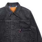 Levi's PREMIUM 1st Type Big E Denim Jacket, Black Cotton, 1 Trucker Size S, Wartime Model, Cinch Back, Double Pleats, Relaxed Fit, A3174-0000