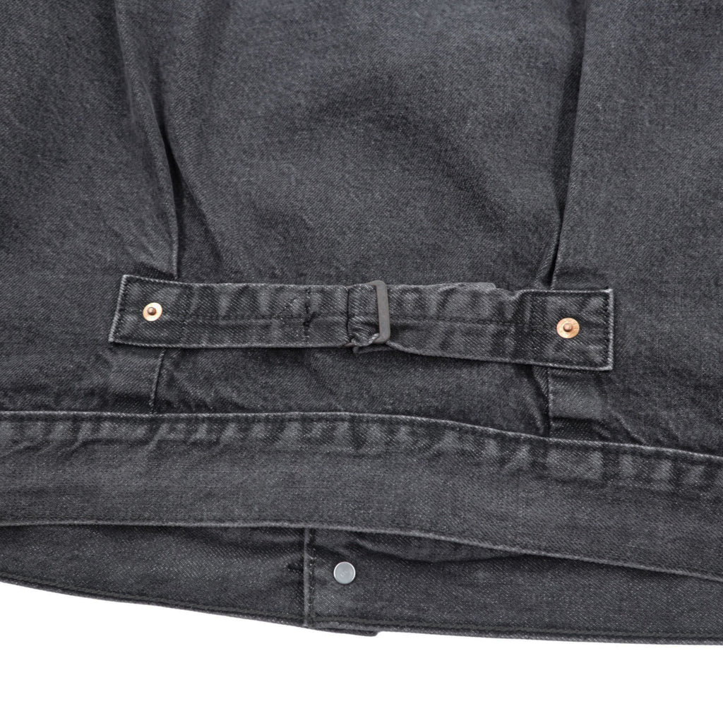 Levi's PREMIUM 1st Type Big E Denim Jacket, Black Cotton, 1 Trucker Size S, Wartime Model, Cinch Back, Double Pleats, Relaxed Fit, A3174-0000