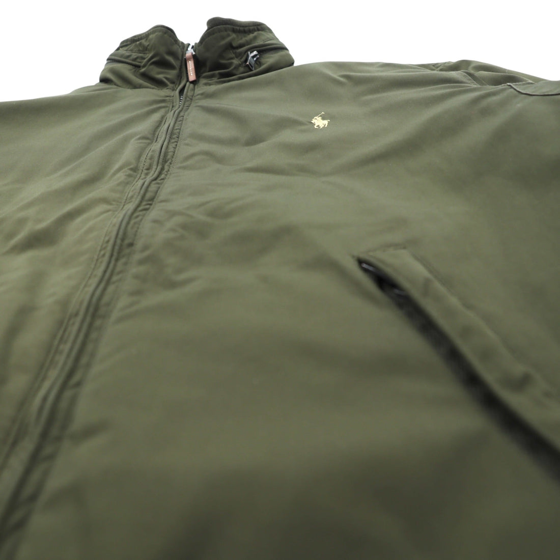 Polo Ralph Lauren 90s Swing Top Harrington Jacket, Medium, Khaki Polyester, Fleece Liner, Retractable Hood, Small Pony Embroidery