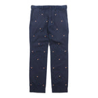 Polo Ralph Lauren チノパンツ ワークパンツ L ネイビー 総柄 フラッグ 刺繍 SLIM FIT