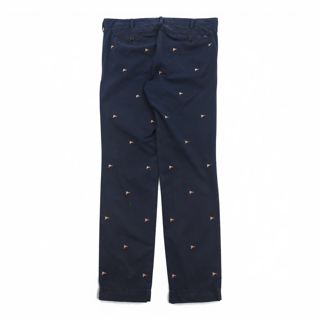 Polo Ralph Lauren チノパンツ ワークパンツ L ネイビー 総柄 フラッグ 刺繍 SLIM FIT