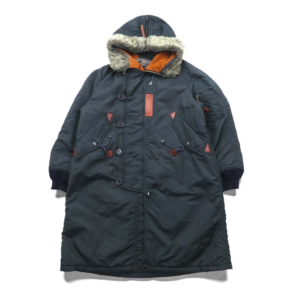 MONSIEUR NICOLE 90s Made in Japan N-3B Flight Jacket, XL, Black Nylon, CLUB WORKERS Padded Drawcord Rabbit Hoodie