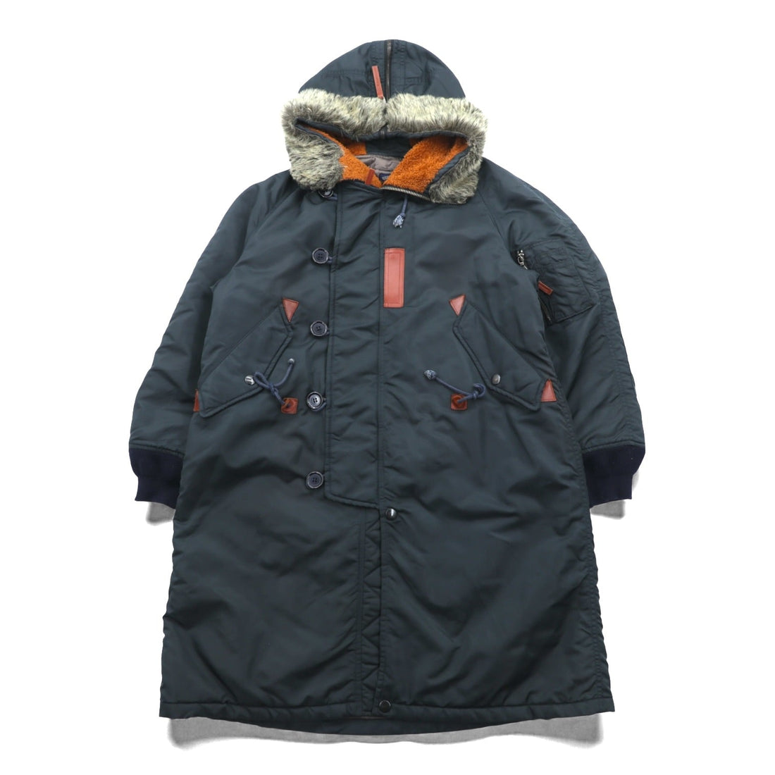 MONSIEUR NICOLE 90年代 日本製 ヴィンテージ N-3B フライトジャケット ロングコート XL ナイロン 中綿 ドローコード NICOLE CLUB WORKERS