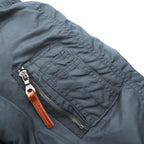 MONSIEUR NICOLE 90s Made in Japan N-3B Flight Jacket, XL, Black Nylon, CLUB WORKERS Padded Drawcord Rabbit Hoodie