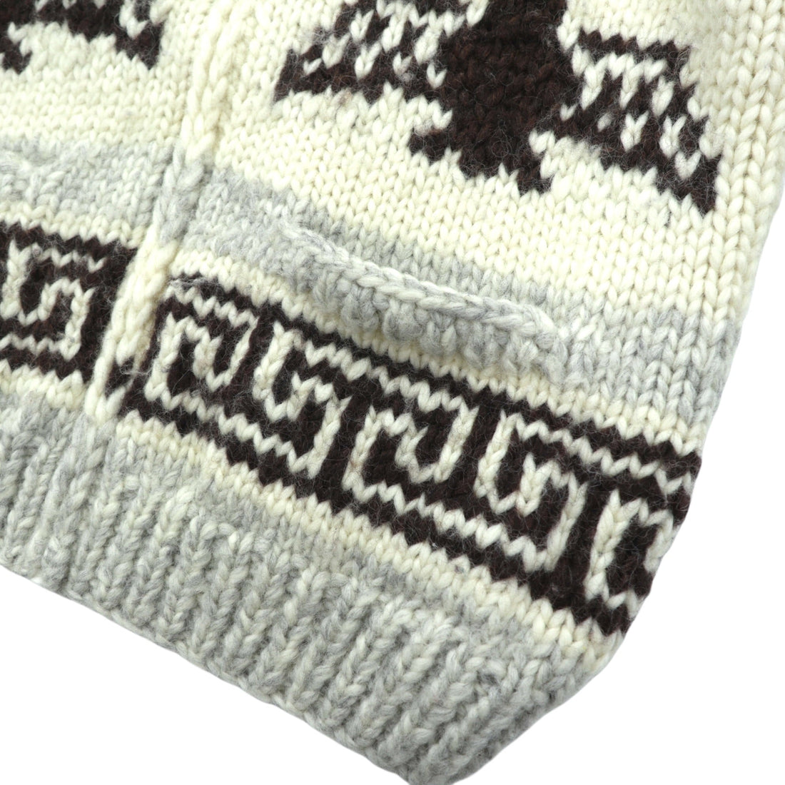 VINTAGE Made in Canada Cowichan Knit Sweater, Large, Beige Wool, CANADIAN SWEATER CO. Thunderbird Zip Up