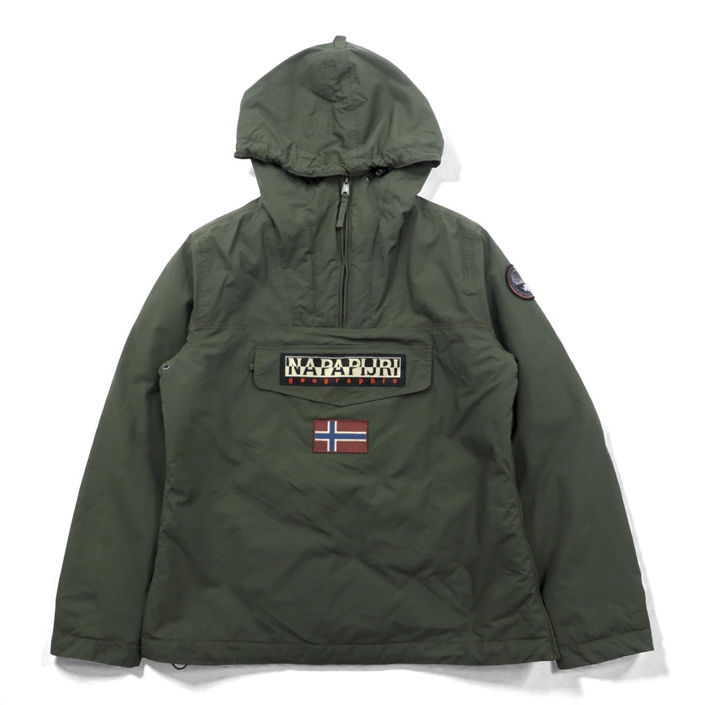NAPAPIJRI ハーフジップ アノラックパーカー XL カーキ 中綿 ドローコード サイドジップ スリット Rainforest Jacket N0YGU0