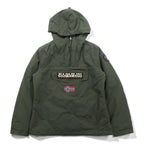NAPAPIJRI ハーフジップ アノラックパーカー XL カーキ 中綿 ドローコード サイドジップ スリット Rainforest Jacket N0YGU0