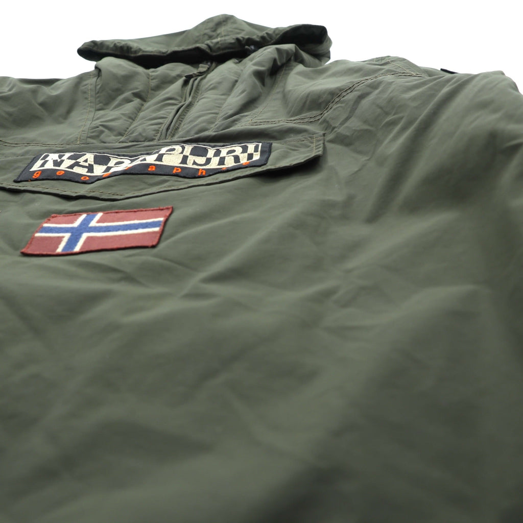 NAPAPIJRI ハーフジップ アノラックパーカー XL カーキ 中綿 ドローコード サイドジップ スリット Rainforest Jacket N0YGU0