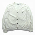 LACOSTE 70s Made in USA Acrylic Knit Cardigan L White IZOD Thread Tag ILGWU UNION
