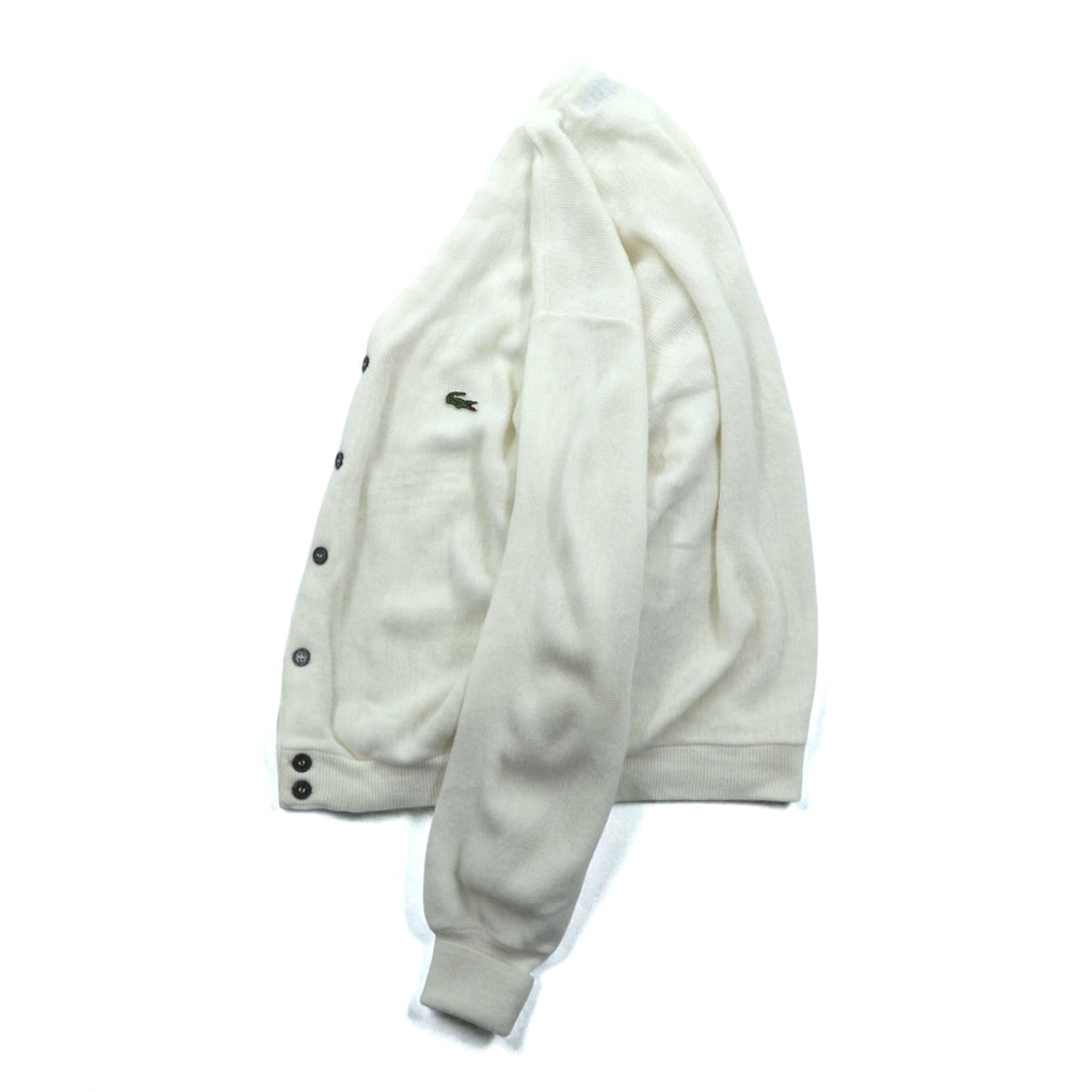 LACOSTE 70s Made in USA Acrylic Knit Cardigan L White IZOD Thread Tag ILGWU UNION