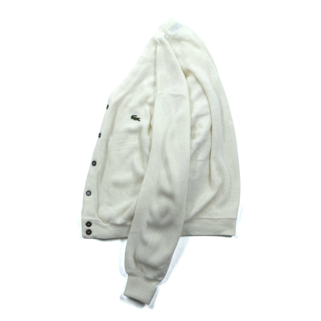 LACOSTE 70s Made in USA Acrylic Knit Cardigan L White IZOD Thread Tag ILGWU UNION