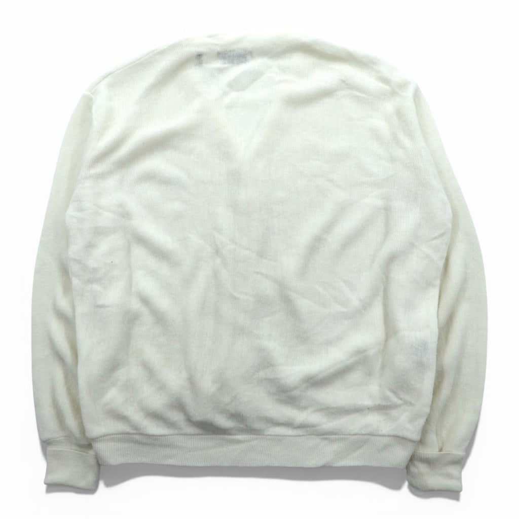LACOSTE 70s Made in USA Acrylic Knit Cardigan L White IZOD Thread Tag ILGWU UNION