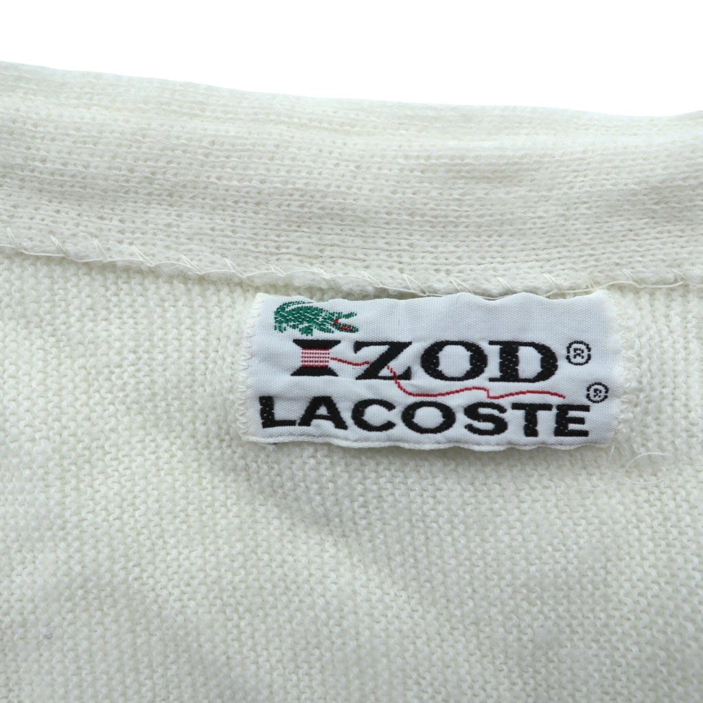 LACOSTE 70s Made in USA Acrylic Knit Cardigan L White IZOD Thread Tag ILGWU UNION