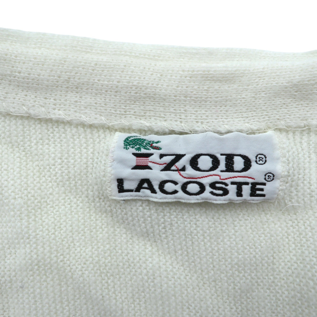 LACOSTE 70s Made in USA Acrylic Knit Cardigan L White IZOD Thread Tag ILGWU UNION