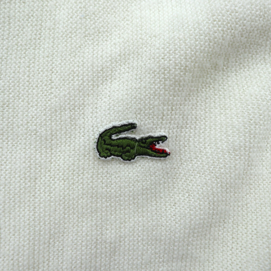 LACOSTE 70s Made in USA Acrylic Knit Cardigan L White IZOD Thread Tag ILGWU UNION