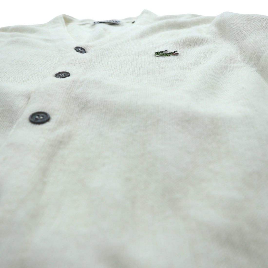 LACOSTE 70s Made in USA Acrylic Knit Cardigan L White IZOD Thread Tag ILGWU UNION