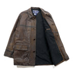 POLO SPORT ( RALPH LAUREN ) 90s Vintage Leather Car Coat Riders Jacket M Brown Genuine