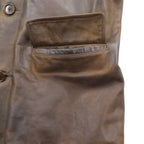 POLO SPORT ( RALPH LAUREN ) 90s Vintage Leather Car Coat Riders Jacket M Brown Genuine