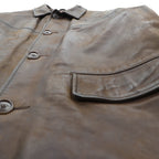 POLO SPORT ( RALPH LAUREN ) 90s Vintage Leather Car Coat Riders Jacket M Brown Genuine