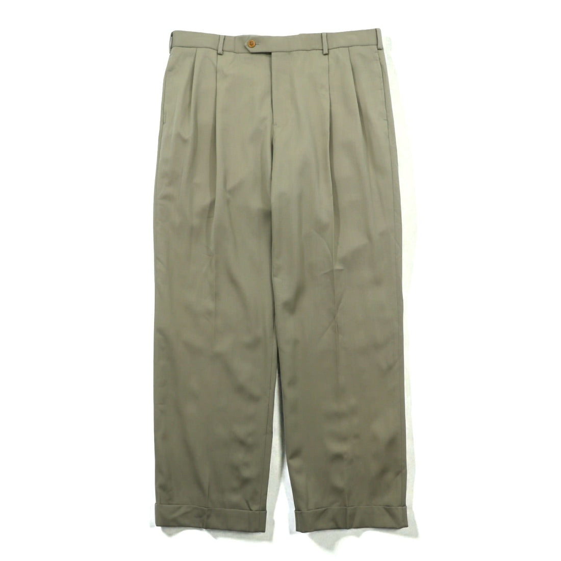 Brooks Brothers 2タック プリーツ ワイド スラックス パンツ XL ベージュ ウール ダブルカフス Madison