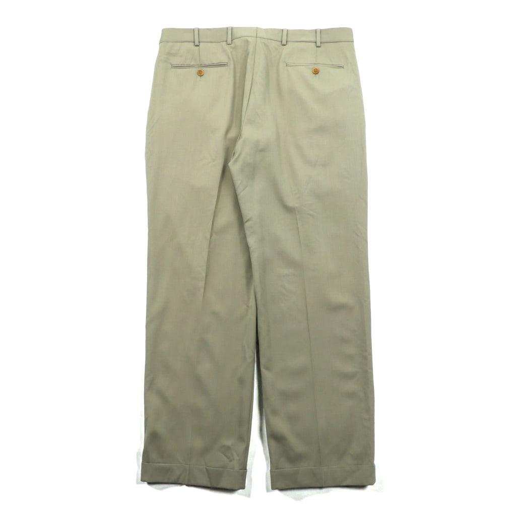 Brooks Brothers 2タック プリーツ ワイド スラックス パンツ XL ベージュ ウール ダブルカフス Madison