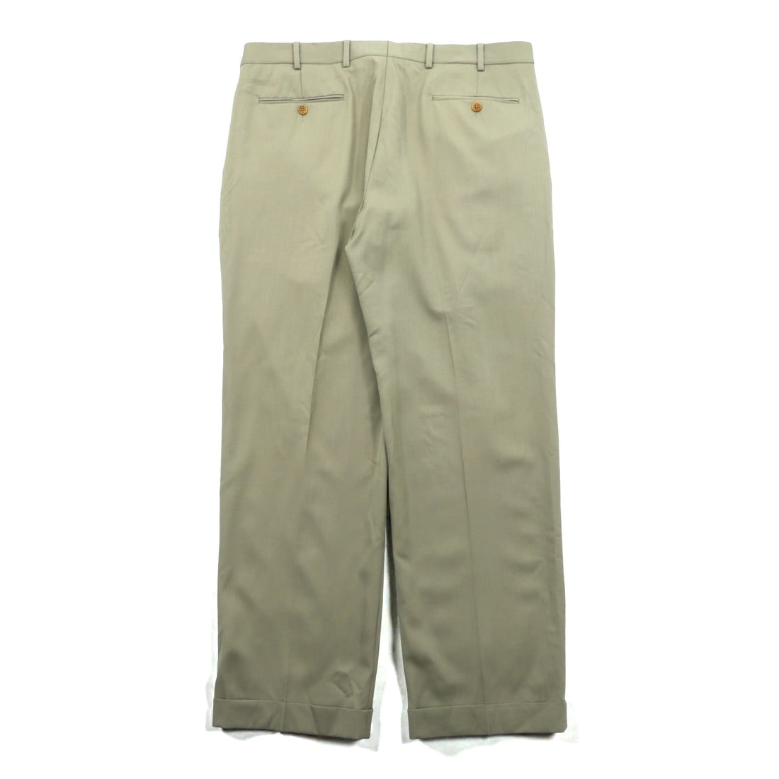 Brooks Brothers 2タック プリーツ ワイド スラックス パンツ XL ベージュ ウール ダブルカフス Madison
