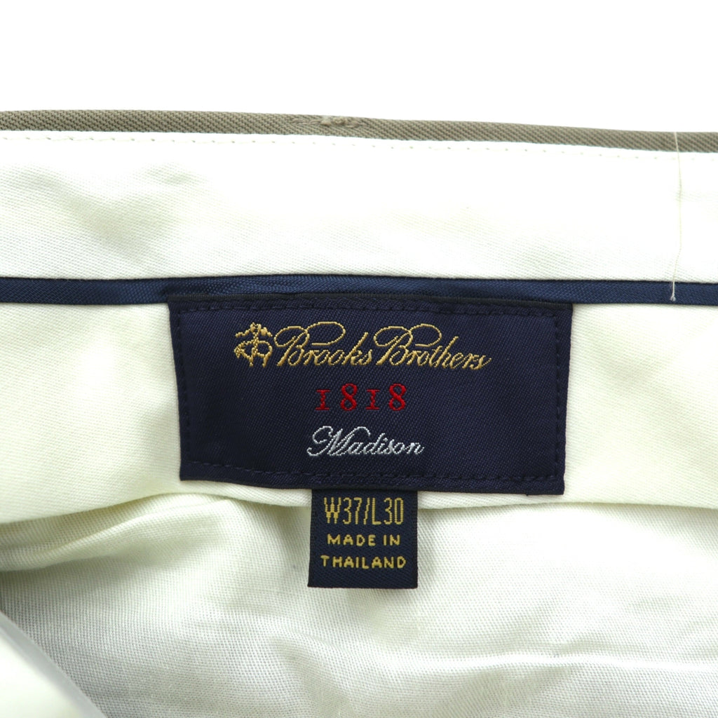 Brooks Brothers 2タック プリーツ ワイド スラックス パンツ XL ベージュ ウール ダブルカフス Madison