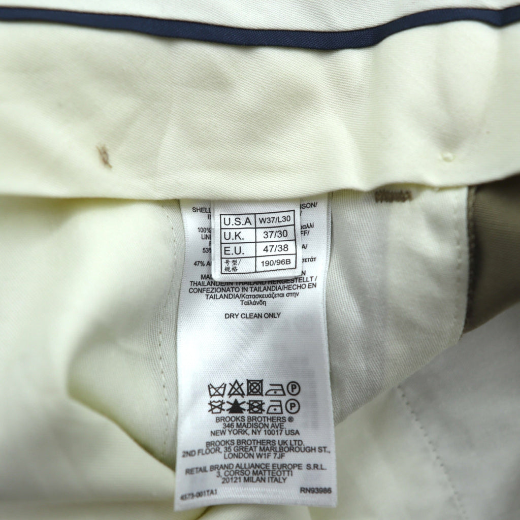 Brooks Brothers 2タック プリーツ ワイド スラックス パンツ XL ベージュ ウール ダブルカフス Madison