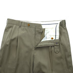 Brooks Brothers 2タック プリーツ ワイド スラックス パンツ XL ベージュ ウール ダブルカフス Madison