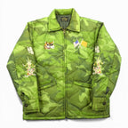 VINTAGE Quilted Viet-Jan Sukajan Souvenir Jacket, Size L, Khaki Nylon Padded, Non-Stock, MFG Camouflage