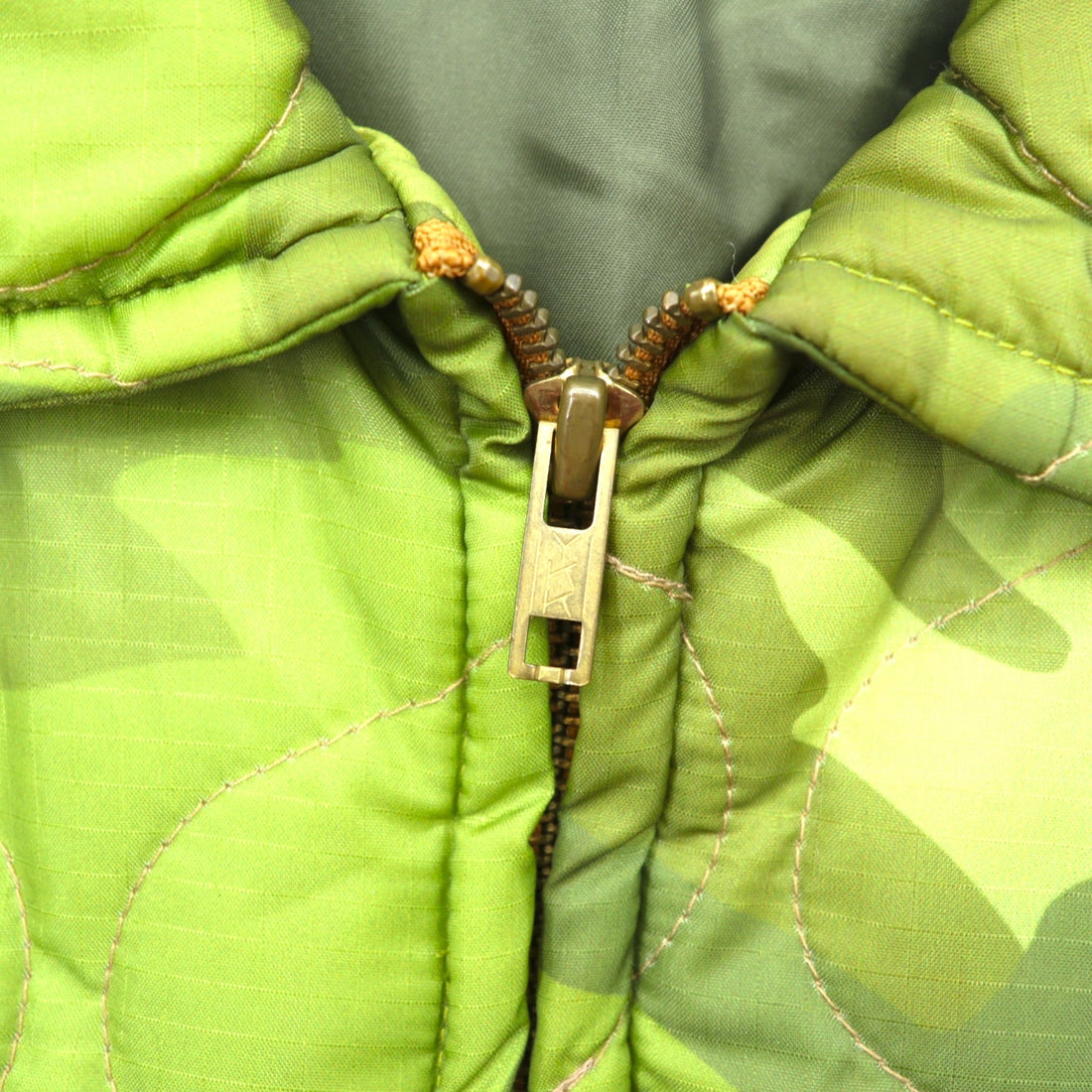 VINTAGE Quilted Viet-Jan Sukajan Souvenir Jacket, Size L, Khaki Nylon Padded, Non-Stock, MFG Camouflage