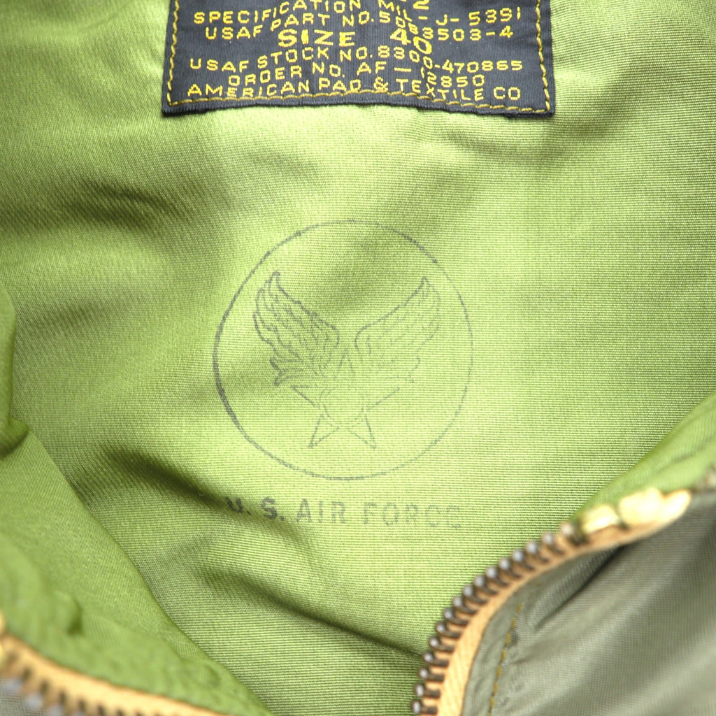 THE REAL McCOY'S 1950 Replica USAF Type L-2 Flight Jacket American Pad & Textile Co Size 40 MIL-J-5391 AF-12850 Military