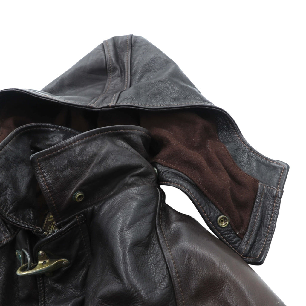 VINTAGE Leather Fireman Jacket Riders XL Brown Genuine