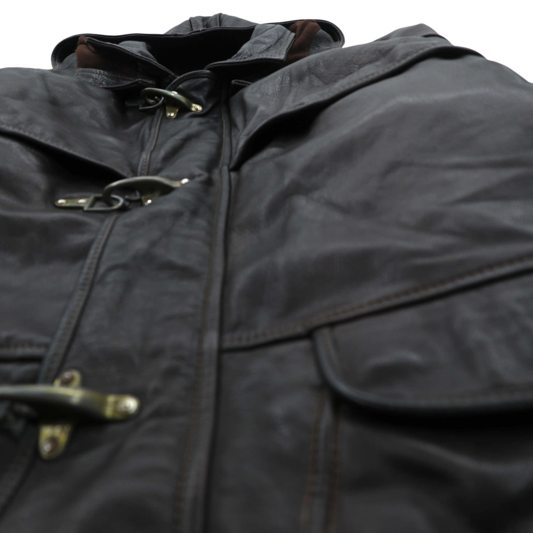 VINTAGE Leather Fireman Jacket Riders XL Brown Genuine