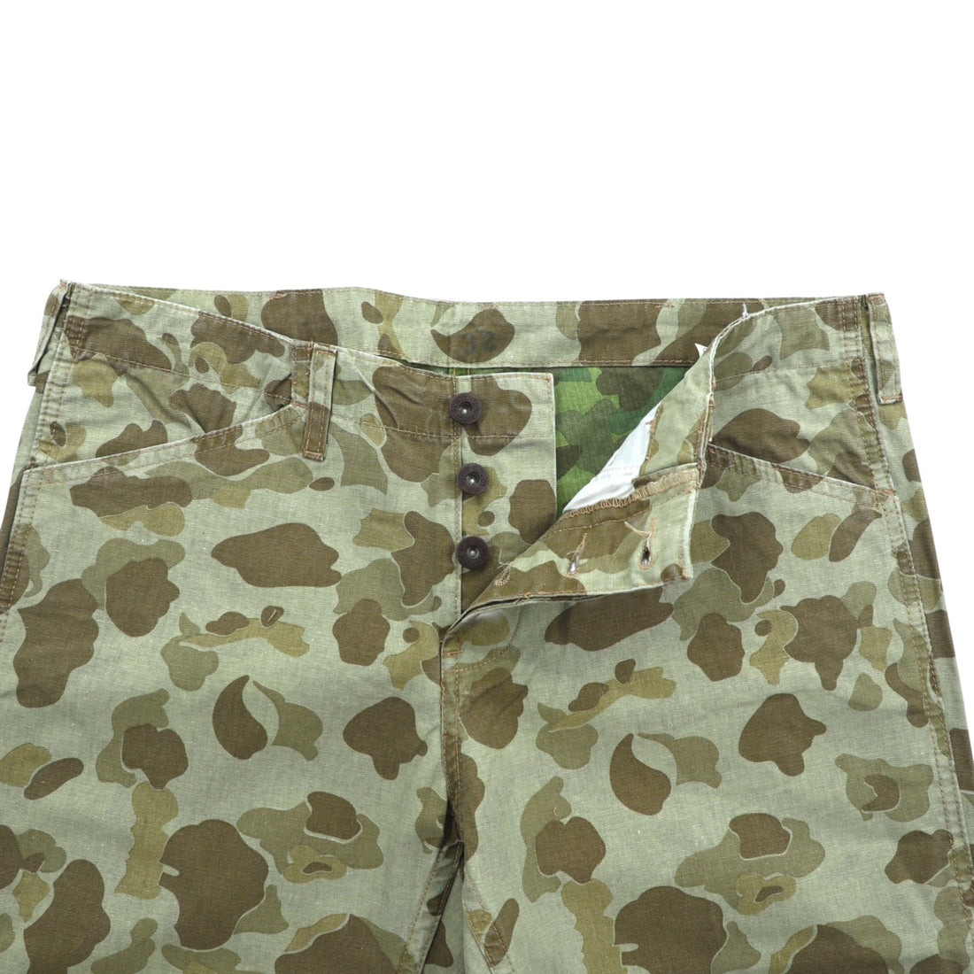 VINTAGE USMC P-1941 Duck Hunter Camo Utility Cargo Pants, Size M, Beige Cotton, Sand Beige, Replica, Deadstock, Unused