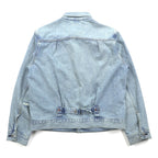 Levi's 1st Type War Model Big E Denim Jacket Gジャン S Big Size Cinch Back TYPE 1 A3174-0006 LIGHT WASH Distressed Double Pleat Relaxed Fit Leather Patch
