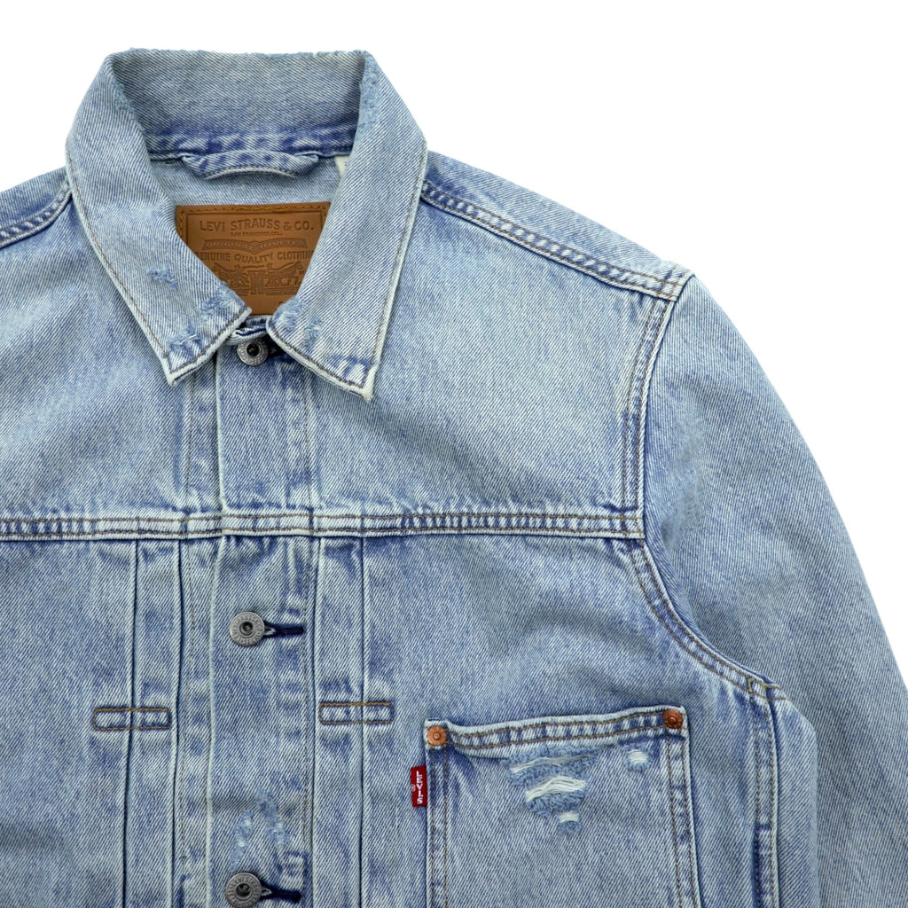 Levi's 1st Type War Model Big E Denim Jacket Gジャン S Big Size Cinch Back TYPE 1 A3174-0006 LIGHT WASH Distressed Double Pleat Relaxed Fit Leather Patch