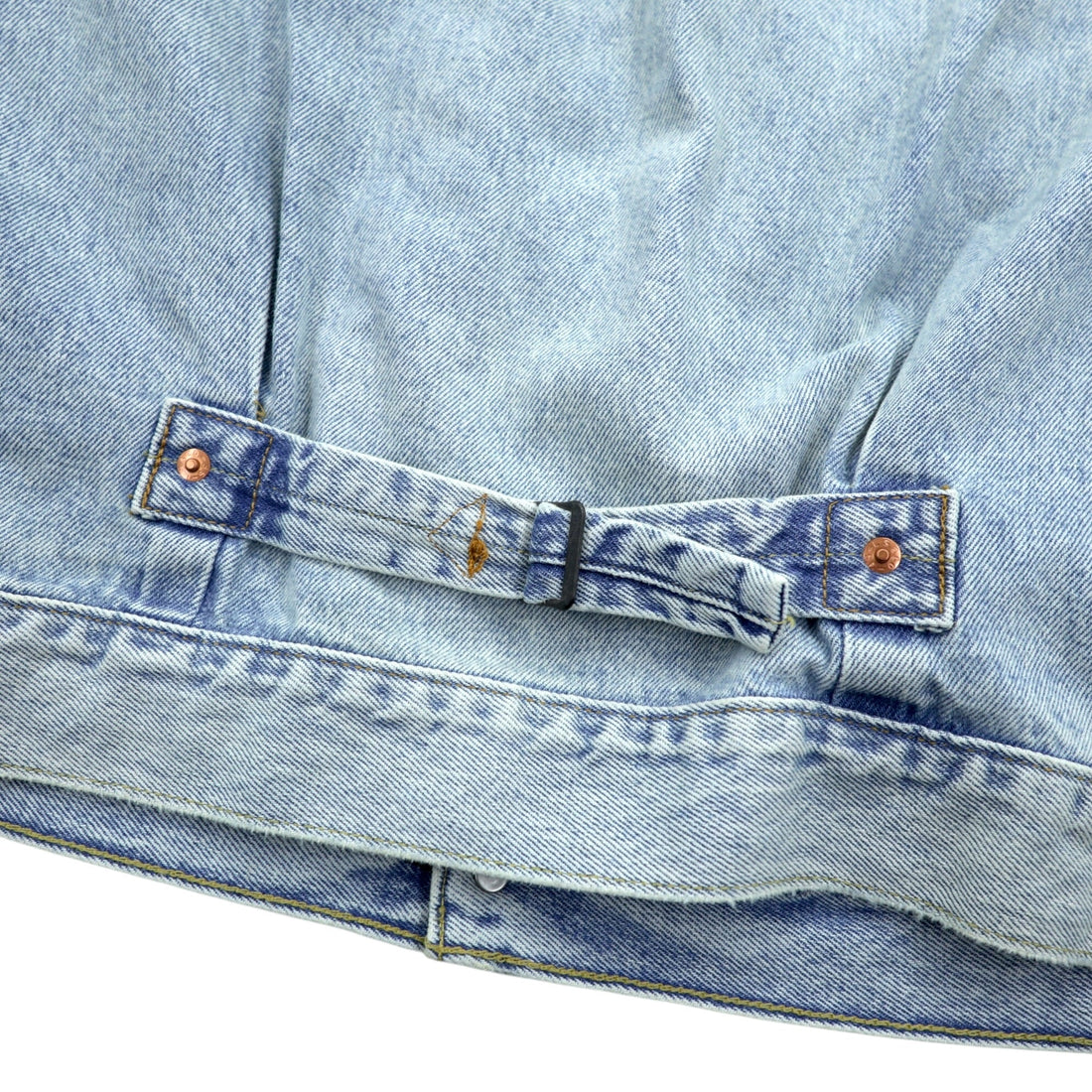 Levi's 1st Type War Model Big E Denim Jacket Gジャン S Big Size Cinch Back TYPE 1 A3174-0006 LIGHT WASH Distressed Double Pleat Relaxed Fit Leather Patch