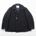 US Navy Style Pea Coat Wool Dark Navy Blue Made in USA Men's Size 52 King Size Anchor Buttons