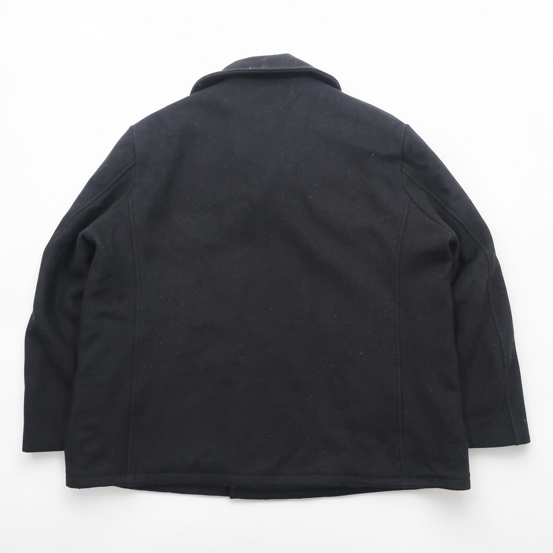 US Navy Style Pea Coat Wool Dark Navy Blue Made in USA Men's Size 52 King Size Anchor Buttons