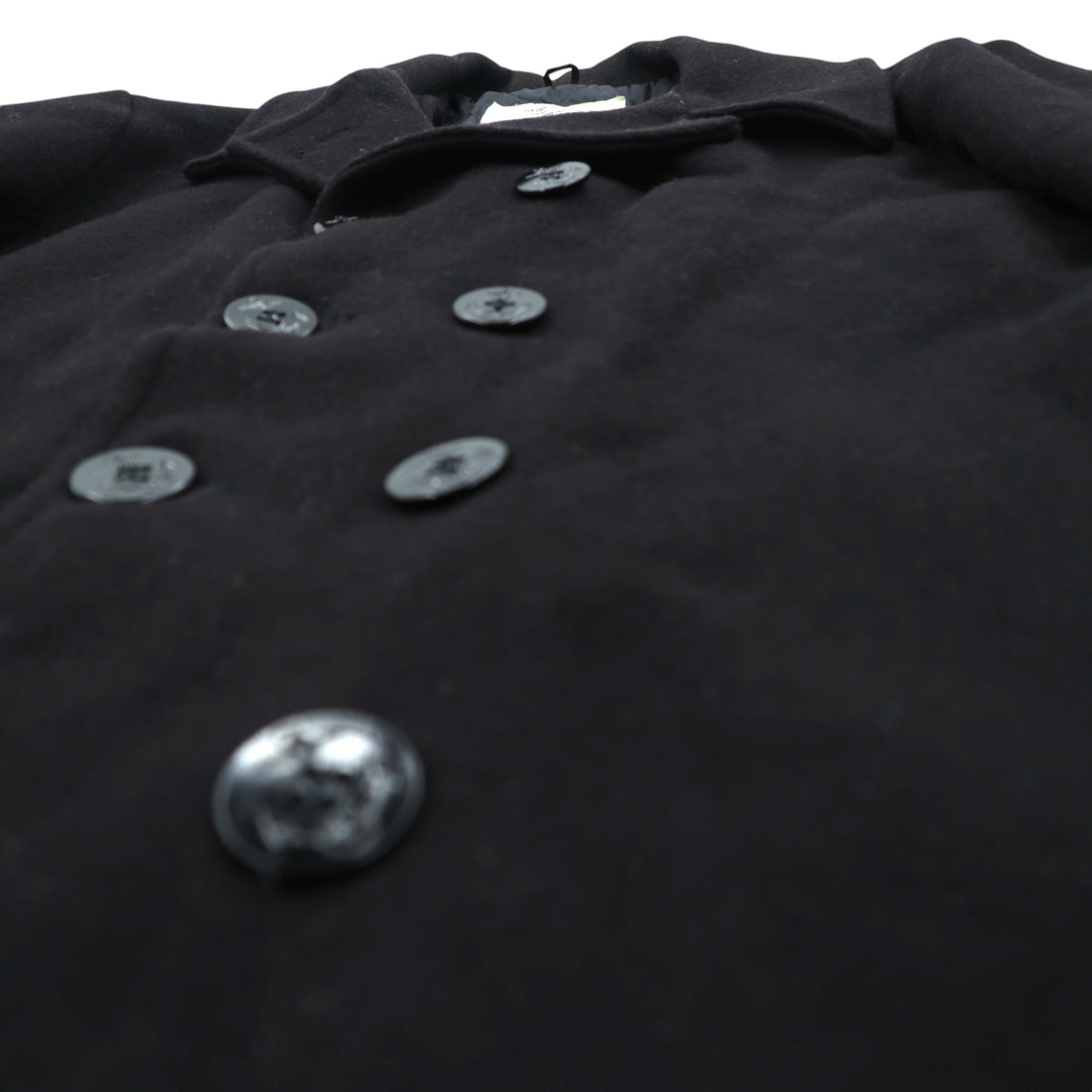 US Navy Style Pea Coat Wool Dark Navy Blue Made in USA Men's Size 52 King Size Anchor Buttons