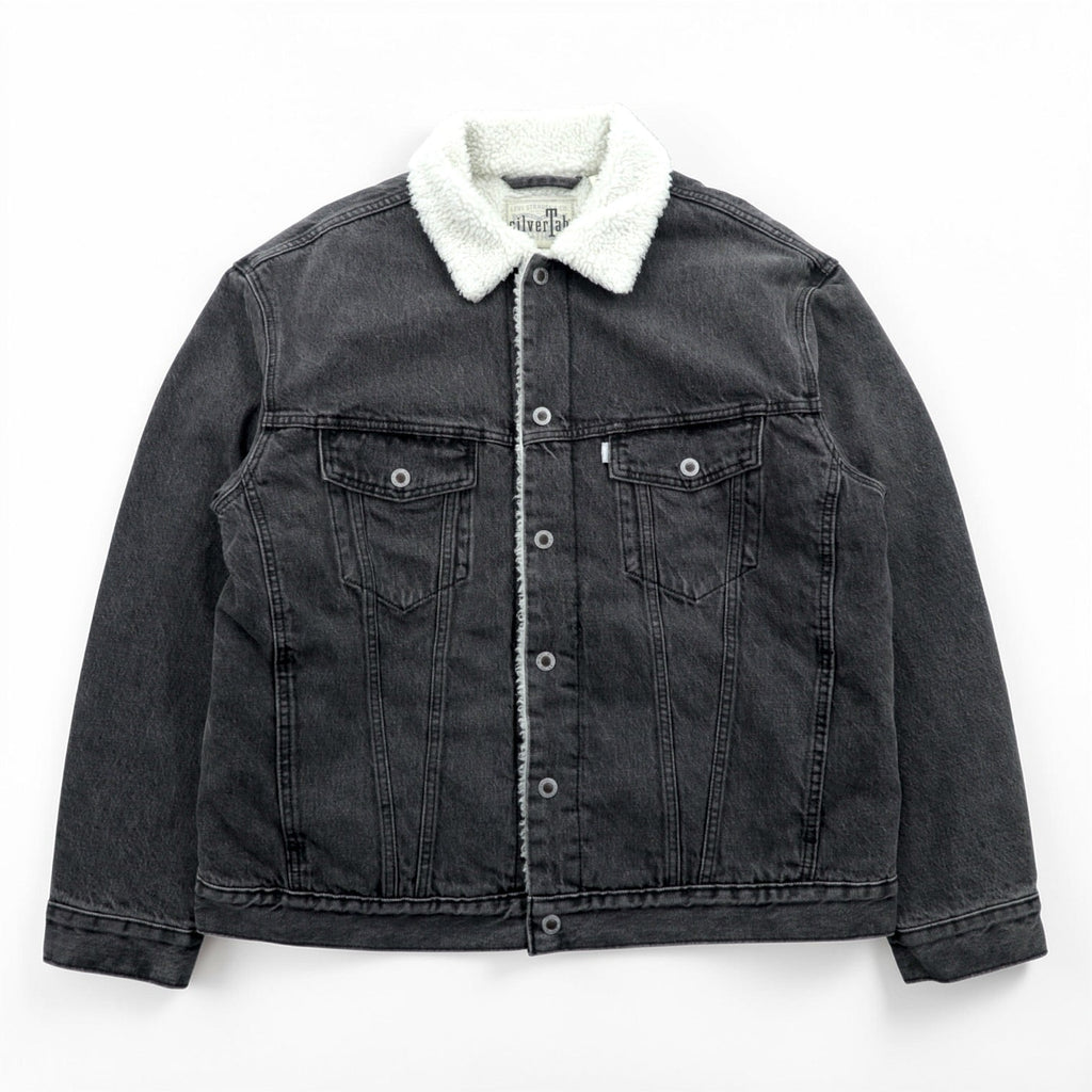 Levi's Sherpa Trucker Jacket, Fleece Lined Denim Jacket, G-Jean, M, Oversized, Silver Tab, A3180-0005