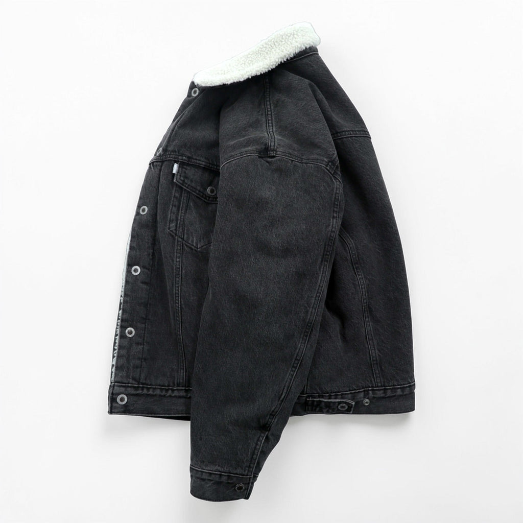 Levi's Sherpa Trucker Jacket, Fleece Lined Denim Jacket, G-Jean, M, Oversized, Silver Tab, A3180-0005