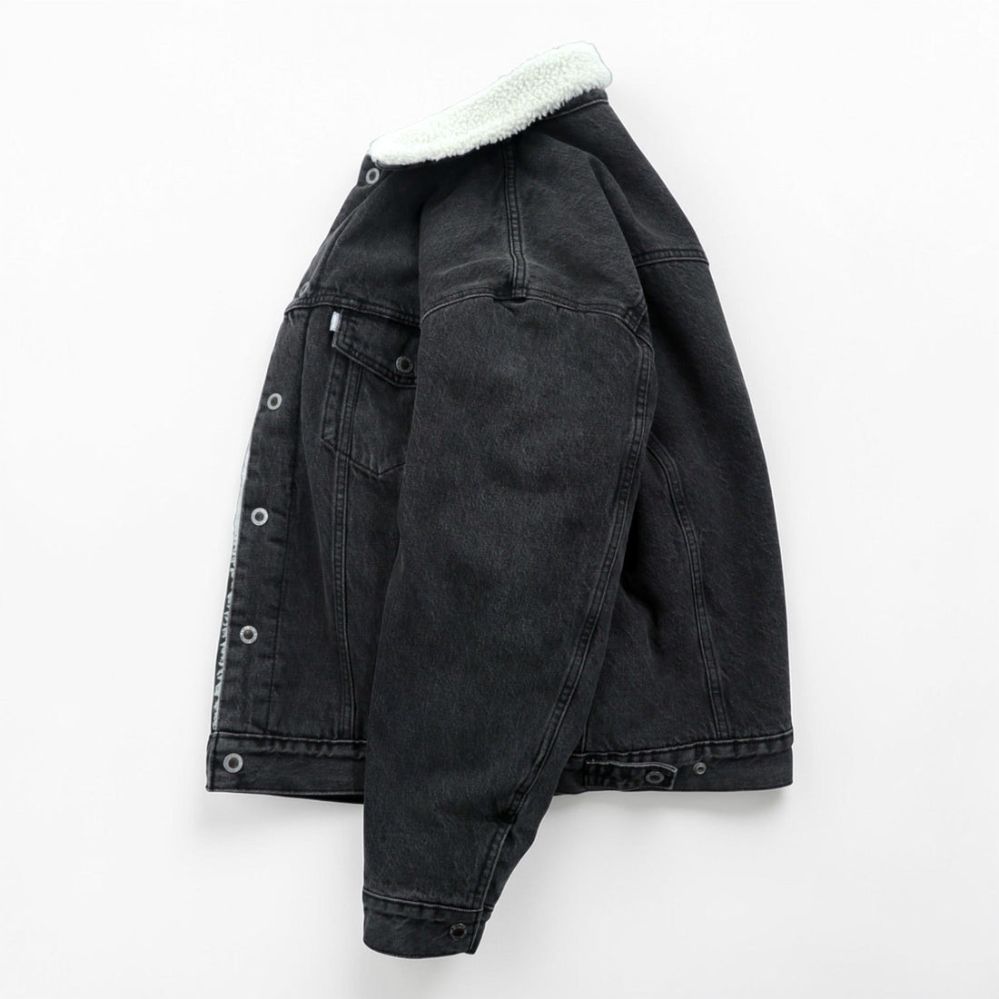 Levi's Sherpa Trucker Jacket, Fleece Lined Denim Jacket, G-Jean, M, Oversized, Silver Tab, A3180-0005