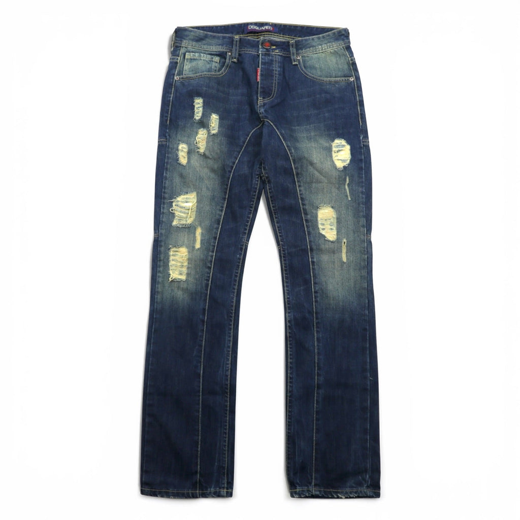 DSQUARED2 Distressed Denim Jeans Size 34/34 Made in Italy Destroyed Ripped Red Tag Fly